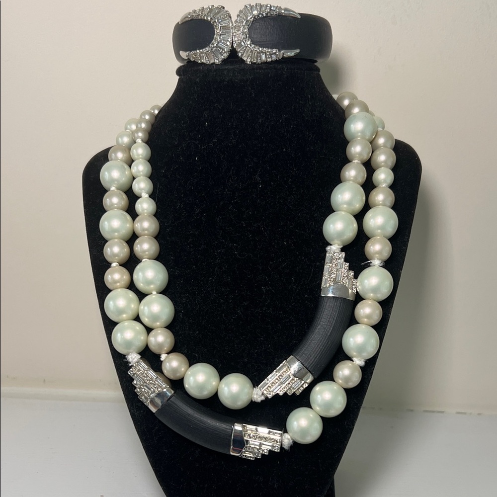 Alexis Bittar Pearl and Black Necklace Set
